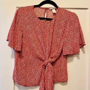 H&M Floral Blouse with Tie Detail